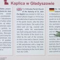 8448 Gładyszów – původně řeckokatolická (nyní pravoslavná) kaple Narození sv. Jana Křtitele (cedule)